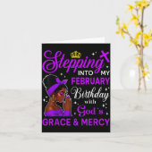 Stepng Into My February Birthday Black Afro Woman  Kaart (Gele Bloem)