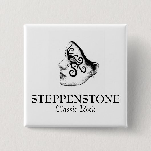 Steppenstone Classic Rock Pin Vierkante Button 5,1 Cm (Voorkant)