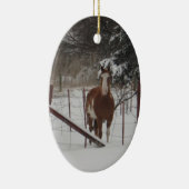 Stepper in de sneeuwversiering keramisch ornament (Rechts)