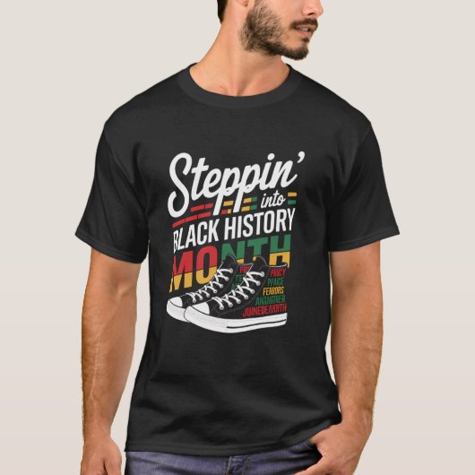 Steppin' Into Black History Month Black Girls Snea T-shirt (Voorkant)