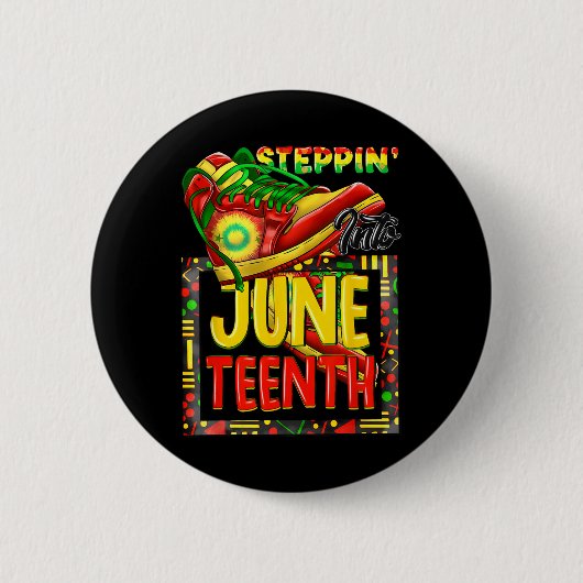 Steppin' Into Juneteenth Ancestors Melanin Afrikaa Ronde Button 5,7 Cm (Voorkant)