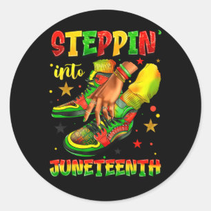 Steppin' Into Juneteenth Ancestors Melanin Afrikaa Ronde Sticker