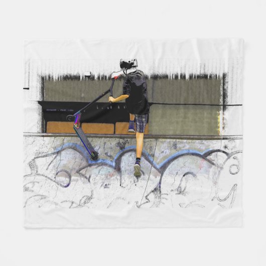 Steppin' It - Stunt Scooter Rider Fleece Blanket Deken (Voorkant (Horizontaal))