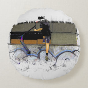 Steppin' It - Stunt Scooter Rider Rond Kussen