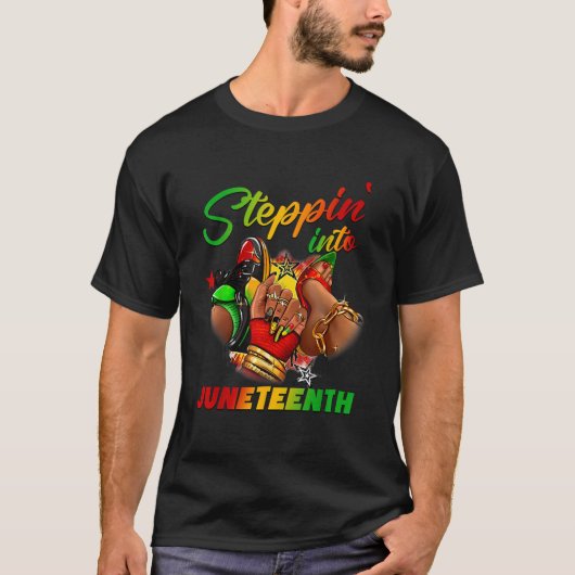 Stepping into juneteenth Afro Woman Black Girls Sn T-shirt (Voorkant)
