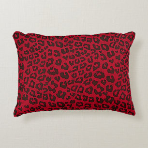 Steppled Cranberry Red Leopard Print Accent Kussen