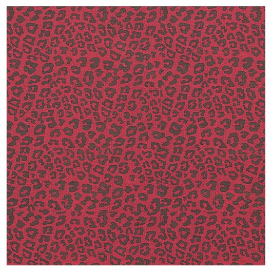 Steppled Cranberry Red Leopard Print Stof (Close Up)