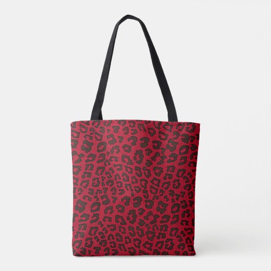 Steppled Cranberry Red Leopard Print Tote Bag (Achterkant)