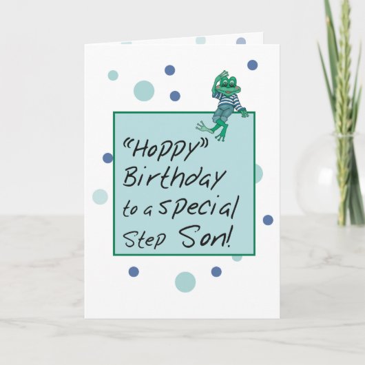 Stepson Frog in Jeans, Birthday, Polka Dots Kaart (Voorkant)