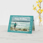 STEPSON Happy Birthday - Man and Ocean Waves Kaart (Gele Bloem)