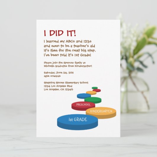 Stepstenen voorschool/Kindergarten Afstuderen Kaart (Staand voorkant)