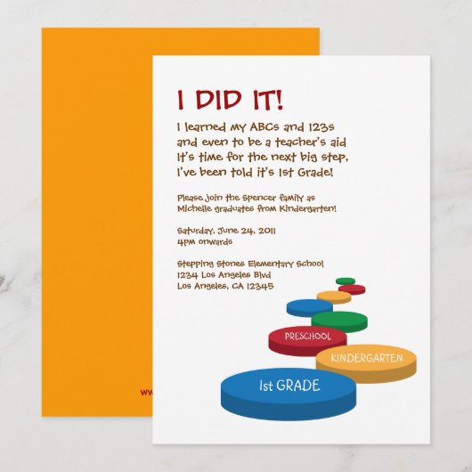 Stepstenen voorschool/Kindergarten Afstuderen Kaart (Voorkant / Achterkant)