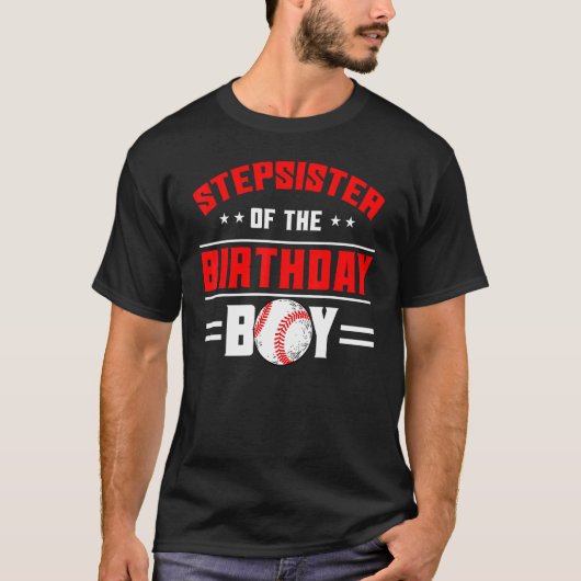 Stepzus van het Baseball-thema Birthday Boy Fami T-shirt (Voorkant)