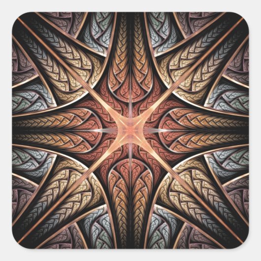 Ster Abstracte fractale kunst Vierkante Sticker (Voorkant)