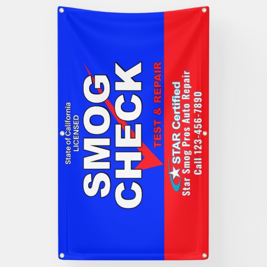 Ster Certified Smog Test Automotive Shop aanpassen Spandoek (Verticaal)