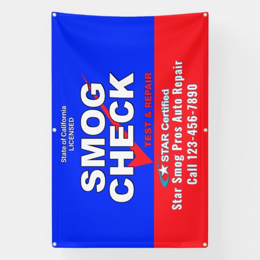 Ster Certified Smog Test Automotive Shop aanpassen Spandoek (Verticaal)