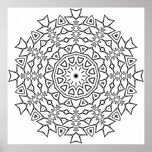 Ster Core Mandala met Hoekige Tribale Geometrie Poster (Voorkant)