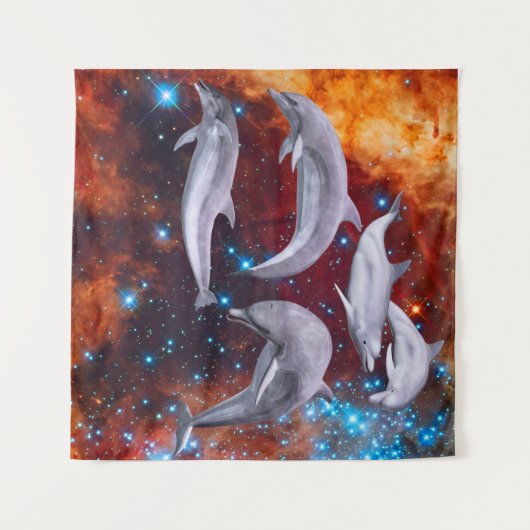 Ster Dolfijnen Tapijt Wandkleed (Voorkant (horizontaal))