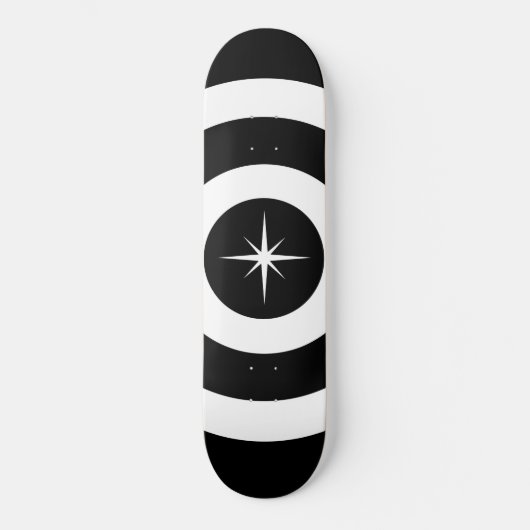 Ster en golven in zwart-wit persoonlijk skateboard (Voorkant)