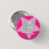 Ster foto leuke hotroze naamknop/badge ronde button 3,2 cm (Voorkant /achterkant)