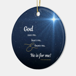 Ster - God Ziet Me, Hoort Me, en Kent Me - rond Keramisch Ornament