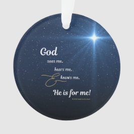 Ster - God Ziet Me, Hoort Me, en Kent Me - rond Ornament