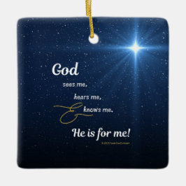Ster - God Ziet Me Hoort Me en Kent Me - Vierkant Keramisch Ornament