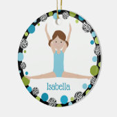 Ster Gymnast Bruine Ponytails In Aqua en Groen Keramisch Ornament (Links)