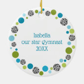 Ster Gymnast Bruine Ponytails In Aqua en Groen Keramisch Ornament (Achterkant)