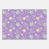 Ster Happy Birthday met meisjesnaam Roze Geel 3 Inpakpapier Vel (Voorkant 2)