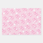 Ster Happy Birthday met meisjesnaam Roze Geel 3 Inpakpapier Vel (Voorkant)