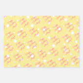 Ster Happy Birthday met meisjesnaam Roze Geel 3 Inpakpapier Vel (Voorkant 3)