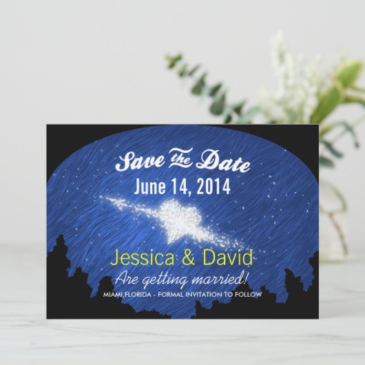 Ster Hart in de Sterrennacht Save the Date Kaarten (Staand voorkant)