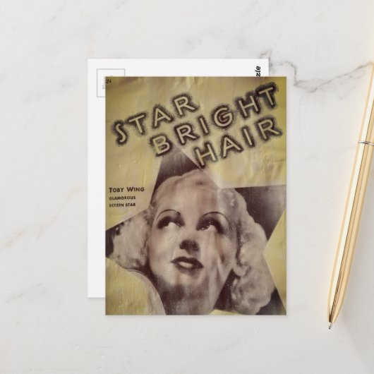 Ster Helder Haar Retro Advertentie Briefkaart (Voorkant / Achterkant in situ)