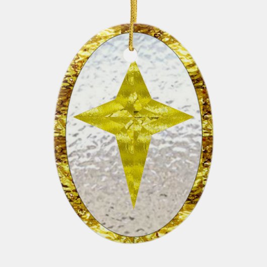 Ster in Glas in lood Keramisch Ornament (Voorkant)