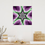 Ster in Paars en groen Poster (Keuken)