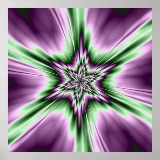 Ster in Paars en groen Poster (Voorkant)