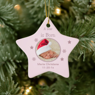 Ster Is Geboren Gepersonaliseerde Foto Ornament (R