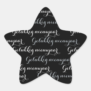Ster Kerst tekst sticker "Gelukkig niewjaar"