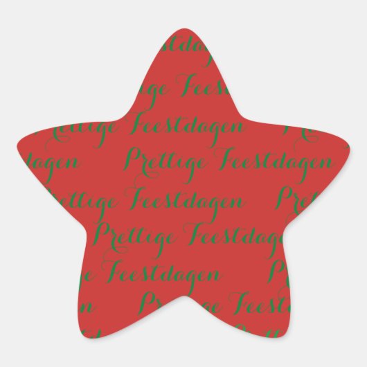 Ster Kerst tekst stickers "Prettige Feestdagen" (Voorkant)