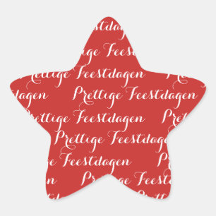 Ster Kerst tekst stickers "Prettige Feestdagen"