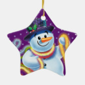 Ster Kerstboom decoratie Snowman & tinsel. (Achterkant)