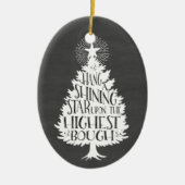 Ster kerstboomschors keramisch ornament (Voorkant)