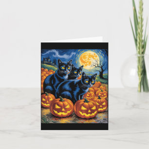Ster Kunststijl Zwarte Katten Halloween Pompoen Kaart