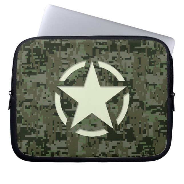 Ster Label Decal Digital Camouflage Style Laptop Sleeve (Voorkant)