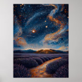 Ster Lavendelveld in pointillistische stijl Poster (Voorkant)