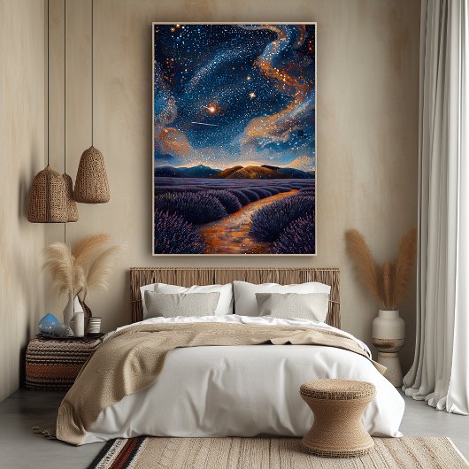 Ster Lavendelveld in pointillistische stijl Poster