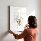 Ster & Maan Waarzegger Monogram & Geboortejaar Poster