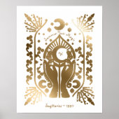 Ster & Maan Waarzegger Monogram & Geboortejaar Poster (Voorkant)
