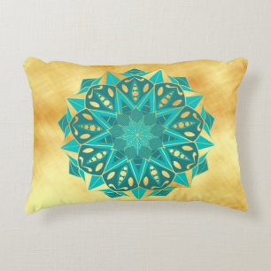 Ster Mandala Blauw Goud Accent Kussen